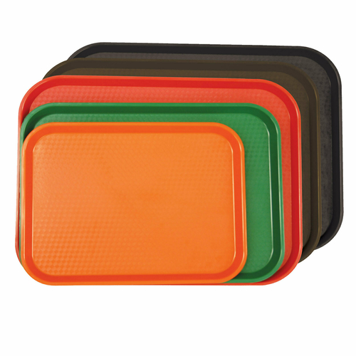 Thunder Group PLFFT1014GR 10.5" W x 13.63" D Green Polypropylene Rectangular Fast Food Tray