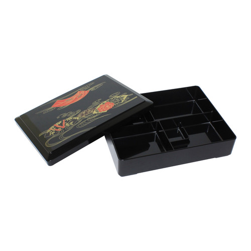 Thunder Group JPRB002 10.5" W x 8" D x 2.5" H Plastic Rectangular 5 Compartments Bento Server with Cover