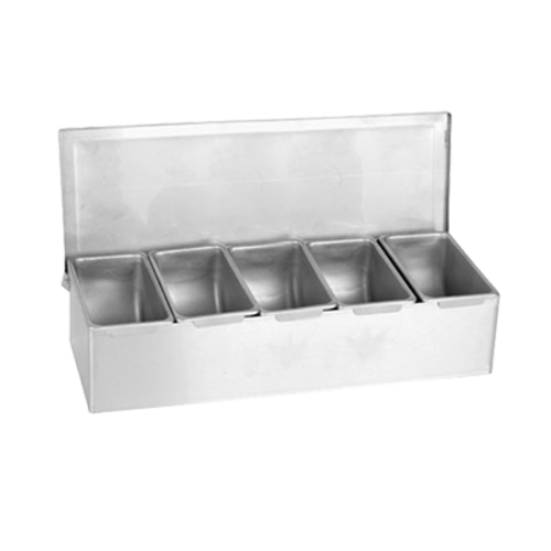 Thunder Group SSCD005 Silver Stainless Steel 5-Compartments Bar Condiment Dispenser