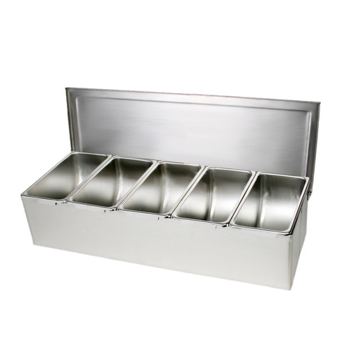 Thunder Group SSCD005 Silver Stainless Steel 5-Compartments Bar Condiment Dispenser