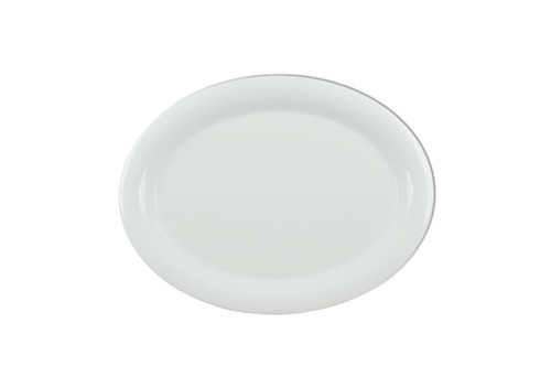 Thunder Group CR213W 13.5" W x 10.5" D White Melamine Oval Platter