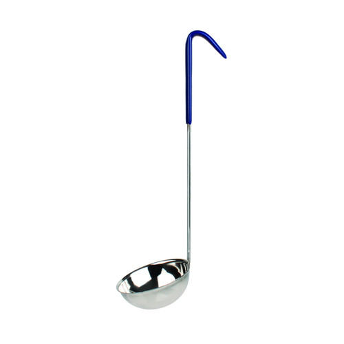 Thunder Group SLOL207 8 Oz. Blue One Piece Stainless Steel Serving Ladle