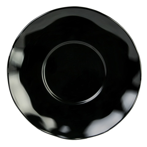 Thunder Group RF1065BW 6.5" Dia. Black Pearl Melamine Scallop Edge Saucer