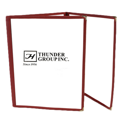 Thunder Group PLMENU-3MA 8.5" W x 11" D Maroon Plastic Laminated Triple-Fold Menu Cover