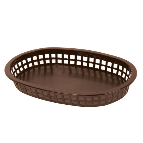Thunder Group PLBK1034B 10.75" Dia. Brown Polypropylene Oblong Fast Food Basket