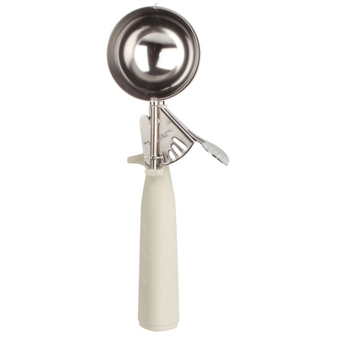Thunder Group SLDS210P 3.25 Oz. #10 Ivory Stainless Steel Plastic Handle Disher