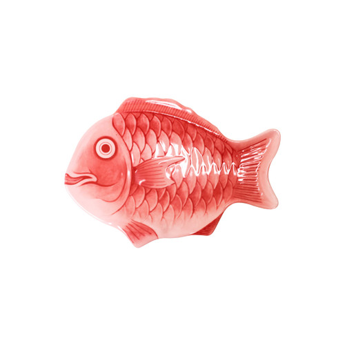 Thunder Group 1400CFR 14" Red Melamine Festive Fish Shaped Fish Platter