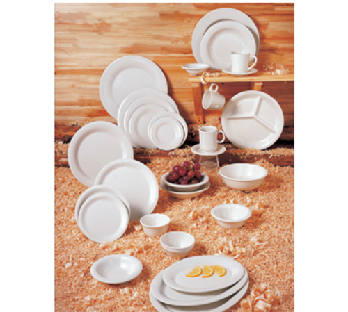 Thunder Group CR012V 11.75" Dia. Ivory Melamine Round Wide Rim Plate