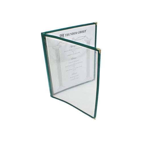 Thunder Group PLMENU-2GR 8.5" W x 11" D Green Plastic Laminated Double-Fold Menu Cover