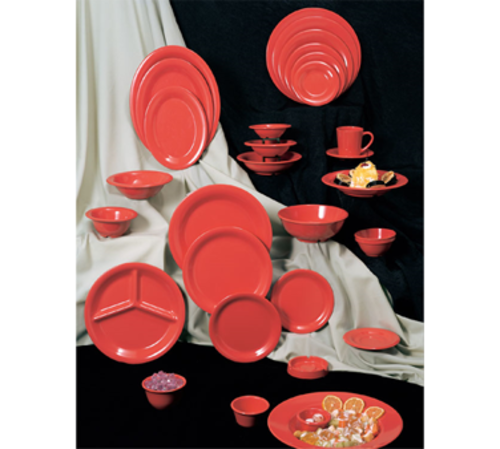 Thunder Group CR710RD 10.25" Dia. Orange Melamine Round 3-Wells Compartment Plate