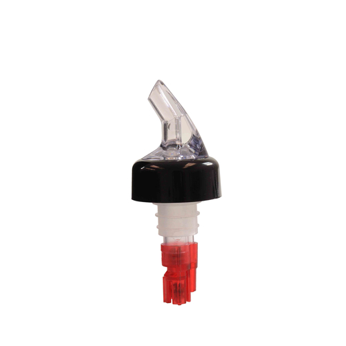 Thunder Group PLPR100C 1 Oz. Red Tail Clear Spout SAN (Plastic) Liquor Pourer