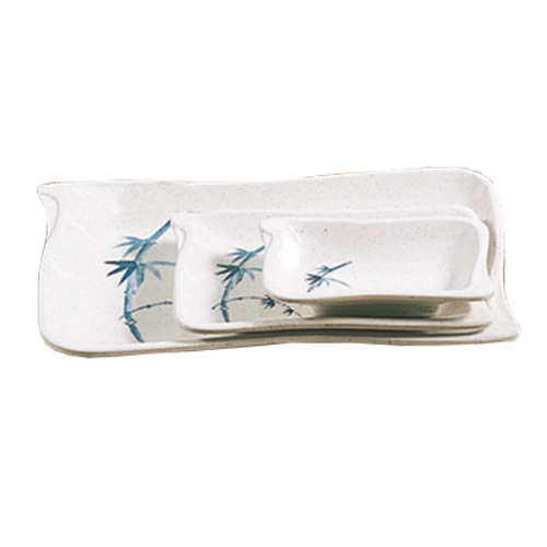 Thunder Group 1609BB 8.5" W x 5.5" D Blue Bamboo Melamine Wave BBQ Plate