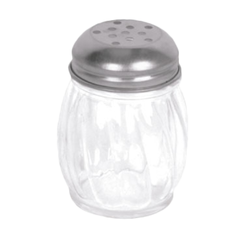 Thunder Group PLTWCS006 6 Oz. Clear Swirled Polycarbonate Base Stainless Steel Perforated Top Cheese Shaker