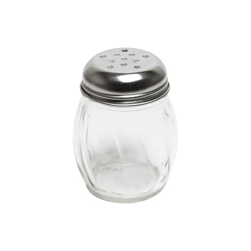 Thunder Group PLTWCS006 6 Oz. Clear Swirled Polycarbonate Base Stainless Steel Perforated Top Cheese Shaker