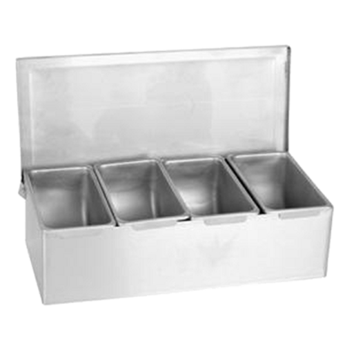 Thunder Group SSCD004 Silver Stainless Steel 4-Compartments Bar Condiment Dispenser