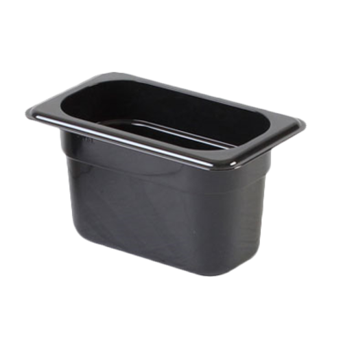 Thunder Group PLPA8194BK 1/9 Size Black Polycarbonate Food Pan