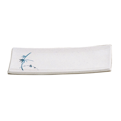 Thunder Group 1502BB 9.38" W x 4.25" D Blue Bamboo Melamine Rectangular BBQ Plate