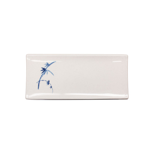 Thunder Group 1502BB 9.38" W x 4.25" D Blue Bamboo Melamine Rectangular BBQ Plate