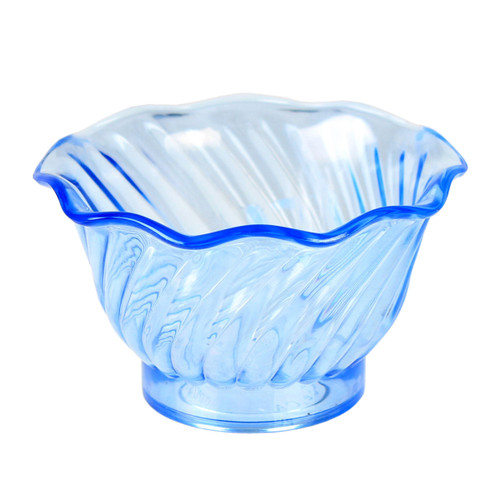 Thunder Group PLDS005B 5 Oz. Blue Plastic Swirl Tulip Shaped Dessert Dish