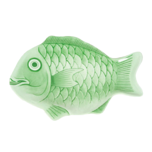 Thunder Group 1400CFG 14" Light Green Melamine Festive Fish Shaped Fish Platter