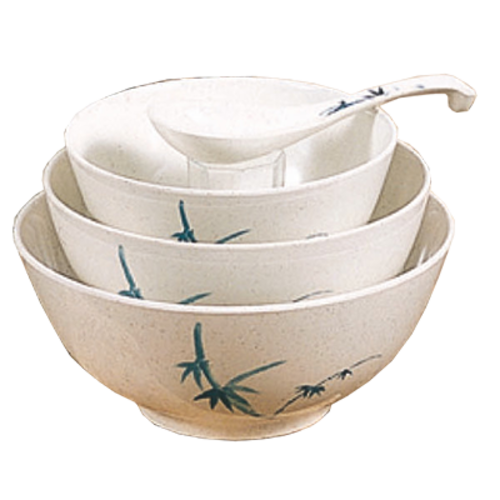 Thunder Group 5206BB 25 Oz. Melamine Blue Bamboo Round Rice Bowl
