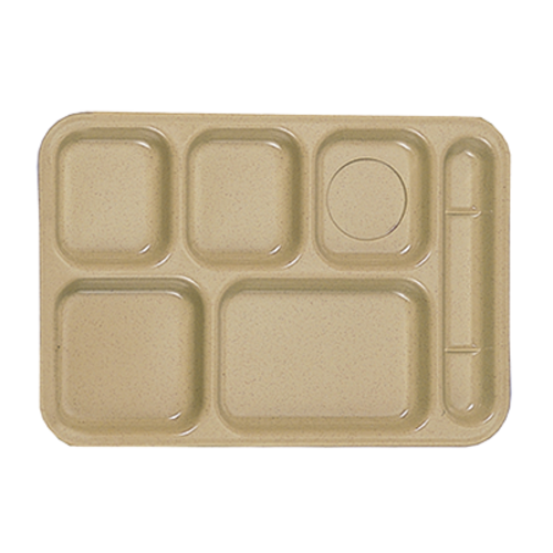 Thunder Group ML802S 14.5" W x 10" D Sand Melamine Rectangular Right-Handed 6 Compartments Tray