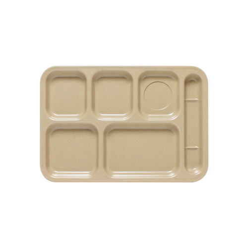 Thunder Group ML802S 14.5" W x 10" D Sand Melamine Rectangular Right-Handed 6 Compartments Tray
