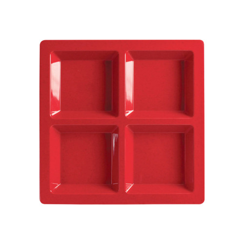 Thunder Group PS5104RD Red Melamine Square Compartment Plate