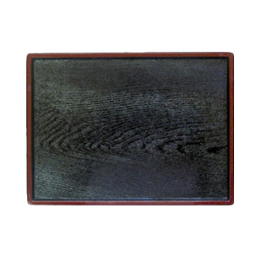Thunder Group PLA013 12" W Black Wood Rectangle Obon Serving Tray