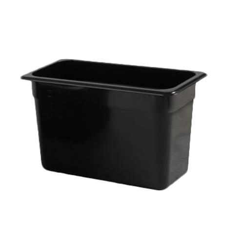 Thunder Group PLPA8138BK 1/3 Size Black Polycarbonate Food Pan