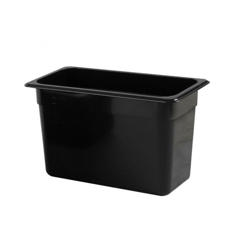 Thunder Group PLPA8138BK 1/3 Size Black Polycarbonate Food Pan