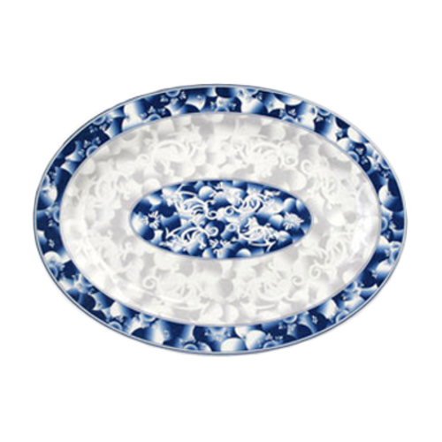 Thunder Group 2014DL 14" W x 10" D Melamine Blue Dragon Oval Platter