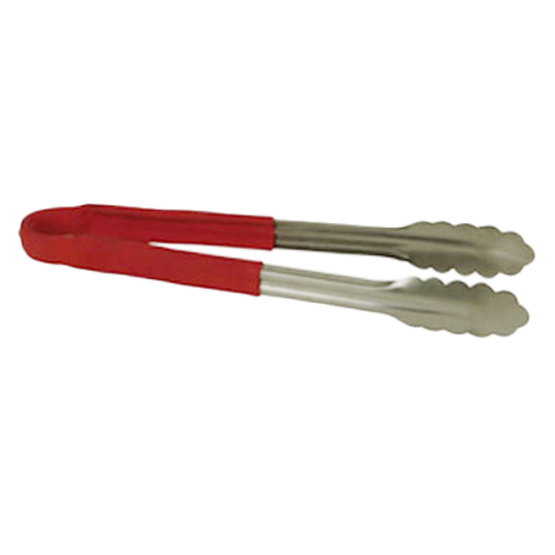 Thunder Group SLTG810R 10" L Red Stainless Steel One-Piece Utility Tongs