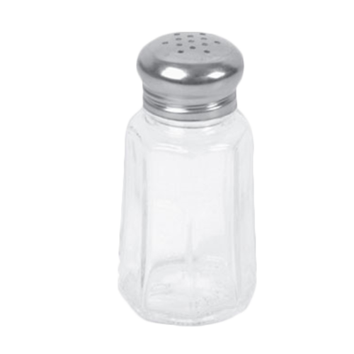 Thunder Group GLTWPS002 1 Oz. Paneled Glass Base with Stainless Steel Mushroom Cap Salt or Pepper Shaker