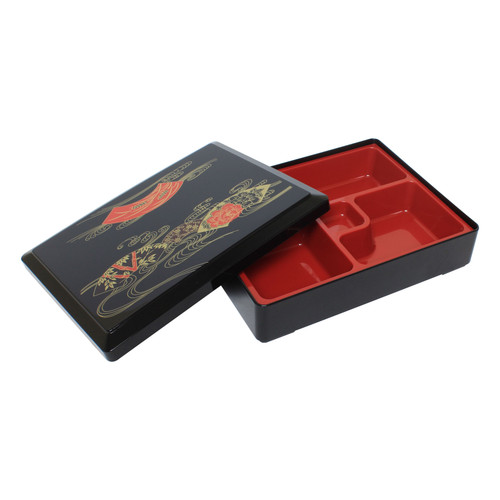 Thunder Group JPRB001 10.5" W x 8" D x 2" H Plastic Rectangular 5 Compartments Bento Server with Cover