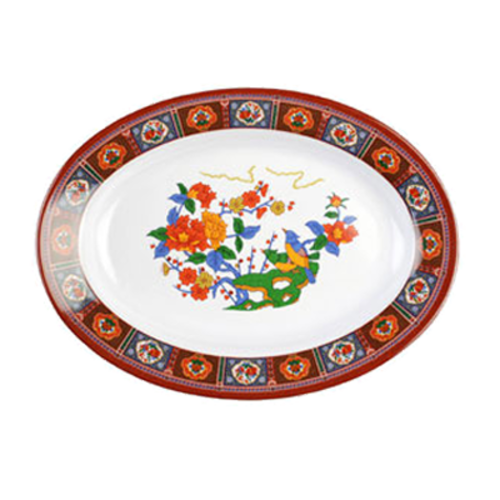 Thunder Group 2112TP 16 Oz. Melamine Peacock Oval Deep Platter