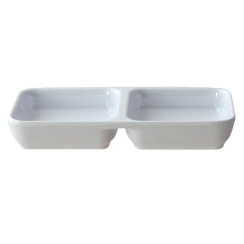 Thunder Group 19002WT 4 Oz. White Rectangular Melamine Classic Sauce Dish
