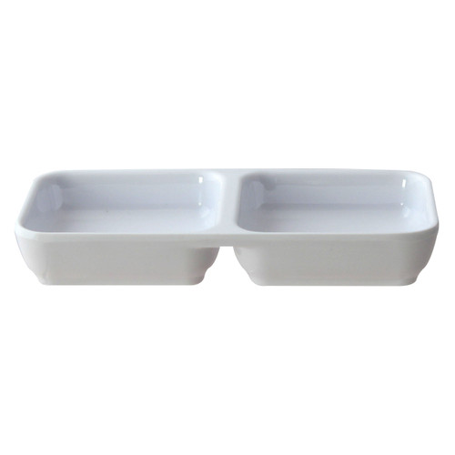 Thunder Group 19002WT 4 Oz. White Rectangular Melamine Classic Sauce Dish