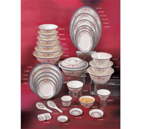 Thunder Group 1102AR 2 Oz. Melamine 2-Wells Rose Rectangular Twin Sauce Dish