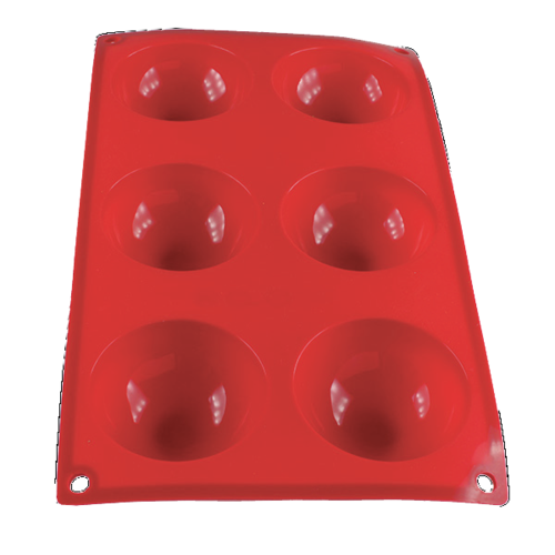 Thunder Group PLBM001S 4.07 Oz. Red (6) Hemisphere Cavities High Heat Silicone Baking Mold