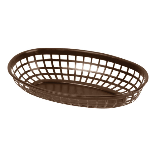 Thunder Group PLBK938B 9.38" Dia. Brown Polypropylene Oval Fast Food Basket