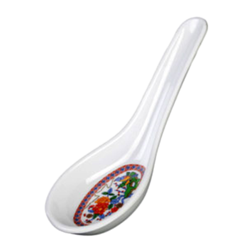 Thunder Group 7003P 0.75 Oz. Peacock Melamine Won Ton Soup Spoon