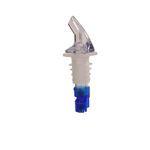 Thunder Group PLPR088M 0.88 Oz. Blue Tail Clear Spout SAN (Plastic) Liquor Pourer