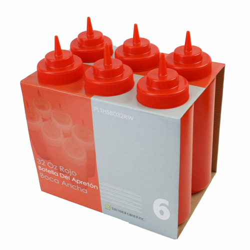 Thunder Group PLTHSB032RW 32 Oz. Red Plastic Wide Mouth Squeeze Bottle