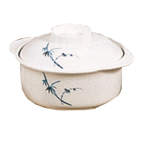 Thunder Group 3503BB 12 Oz. Melamine Blue Bamboo Miso Bowl with Lid