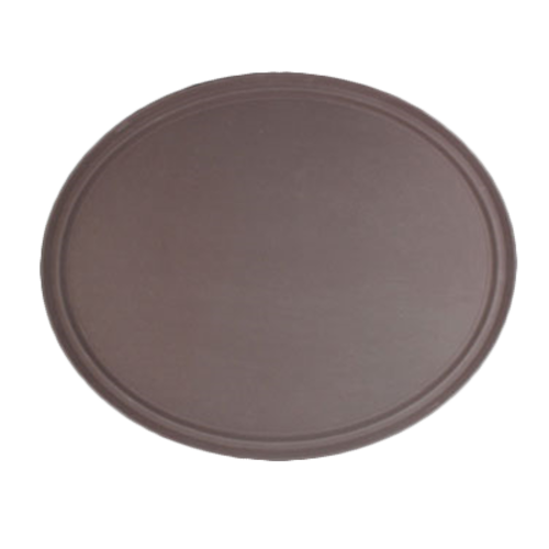 Thunder Group PLFT2700BR 22" W Brown Fiberglass Oval Serving Tray