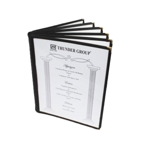 Thunder Group PLMENU-6BL 8.5" W Black Plastic Booklet Menu Cover