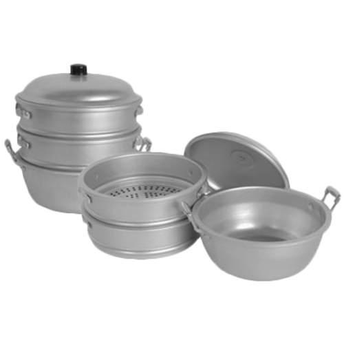 Thunder Group ALST008 15" Dia. x 20.25" H Aluminum Perforations Steamer Set