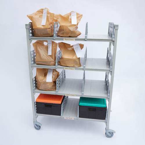 Cambro CPM244875FX4480 48" W x 75" H x 24" D Speckled Gray Steel Camshelving Premium Mobile Flex Station Unit