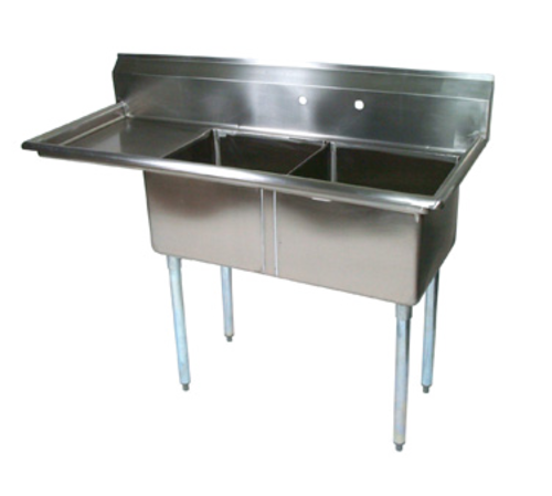 John Boos E2S8-24-14L24-X 74.5" W Stainless Steel 18 Gauge 2 Compartments E-Series Sink
